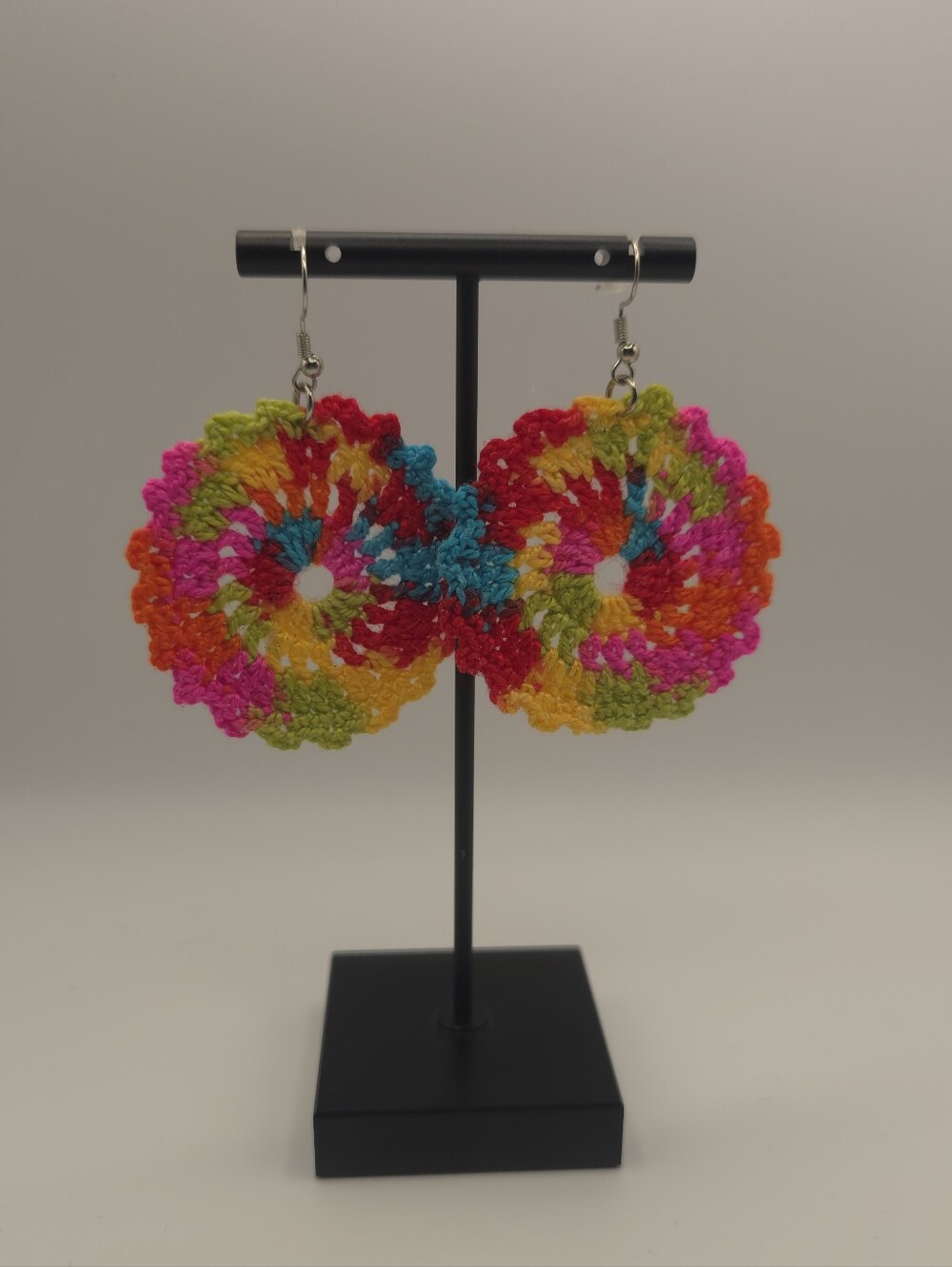 Hand Crafted Vibrant Multicolor Crochet Circle Earrings